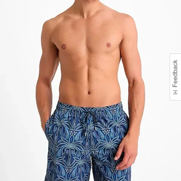 Express 6" Dot Geo Elastic Waist Swim Trunks Size L - Picture 2 of 3